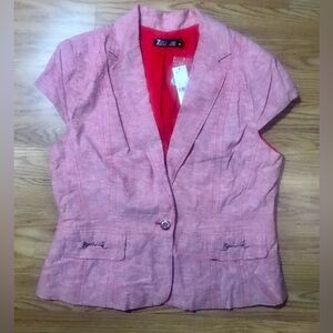 7th Ave Design Studio Pink & Red Short sleeve Blazer / Vest Size 12 NWT